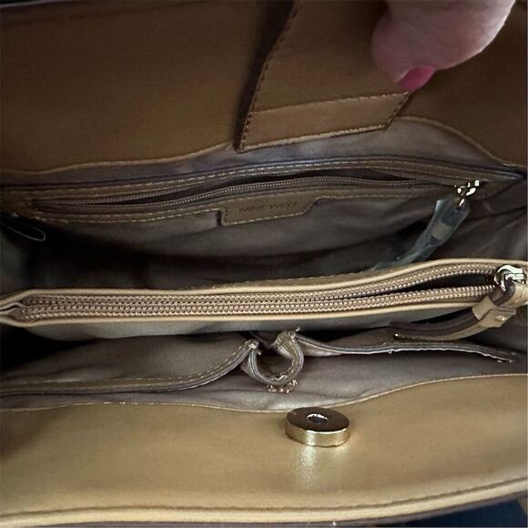 Nine West  Women's Tan Leather Shoulder Bag Adjustable Strap Medium - Picture 11 of 11